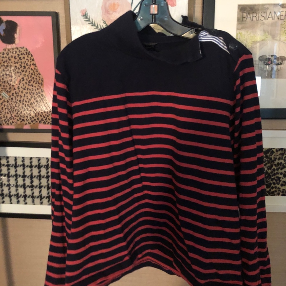 J.Crew heavy stripe jersey top with cute placket